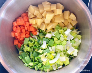 Vegetable potage soup step 1