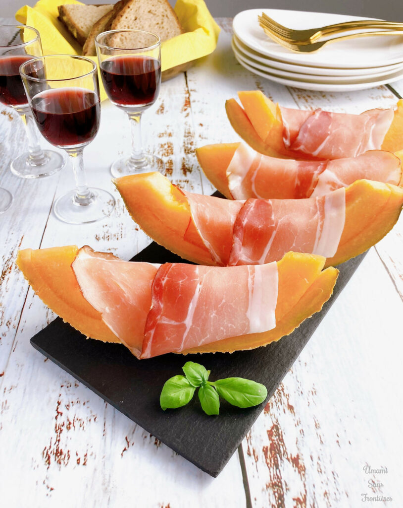 Melon, prosciutto and port wine - Melon au jambon cru avec porto