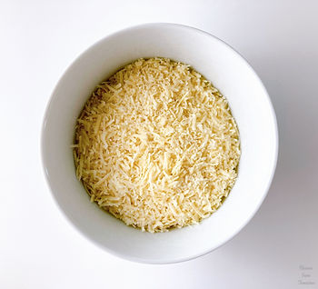 Parmesan cheese in a bowl