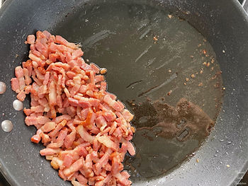 Bacon and fat in a frying pan