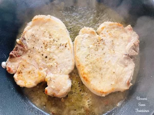 pork steak with butter or olive oil