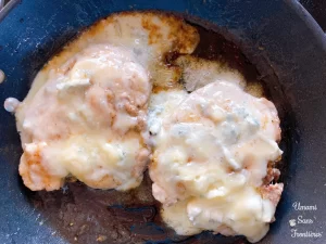 pork steak with gorgonzola cheese cooked