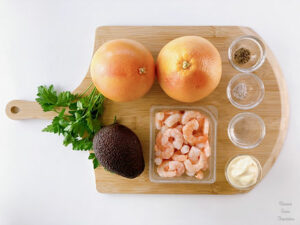 Refreshing Grapefruit Salad with Shrimp and Avocado ingredients