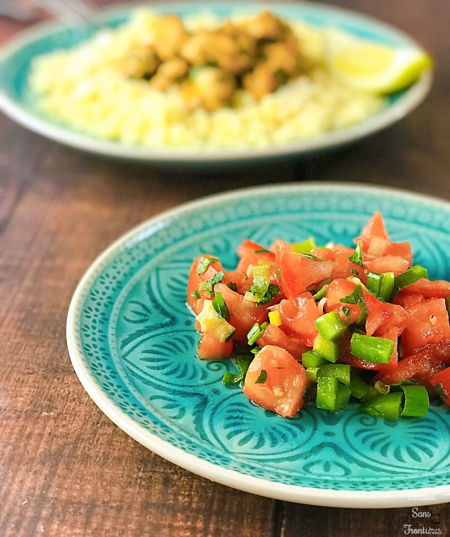 moroccan chicken sautéed with charmoula sauce moroccan tomato salad