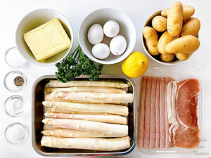 White Asparagus with Ham and Hollandaise from Germany🇩🇪 ingredients