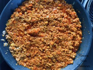 Bolognese bolognese sauce in a flying pan