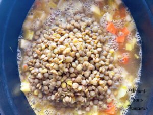 Linsensuppe potatoes carrots leeks celeriacs lentils bouillons soup