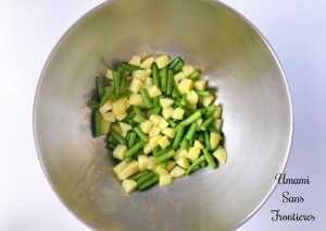 Pasta Pesto potatoes and green beans in a bowl