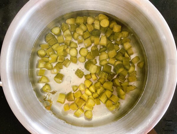 Solyanka pickles in hot water