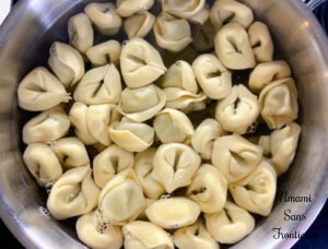 Tortellini tortellini in a hot water