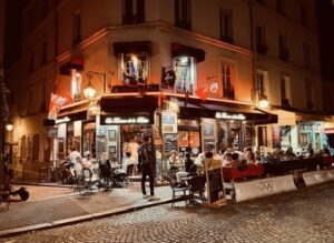 brasserie bistro at night