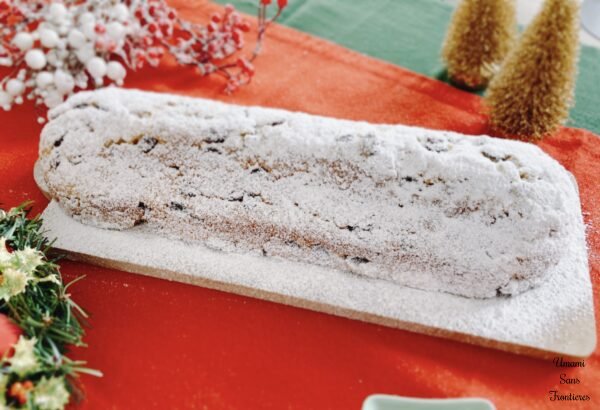 Stollen Stollen on a wooden plate