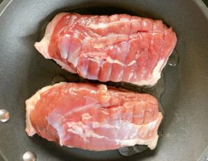 Magret de canard duck breast in a fry pan