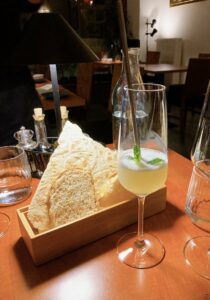 refreshing cocktail and pane carasau