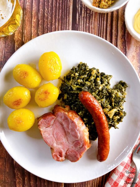 German-Style Slow-Cooked Kale (Grünkohl) with Smoked Pork (Kassler)