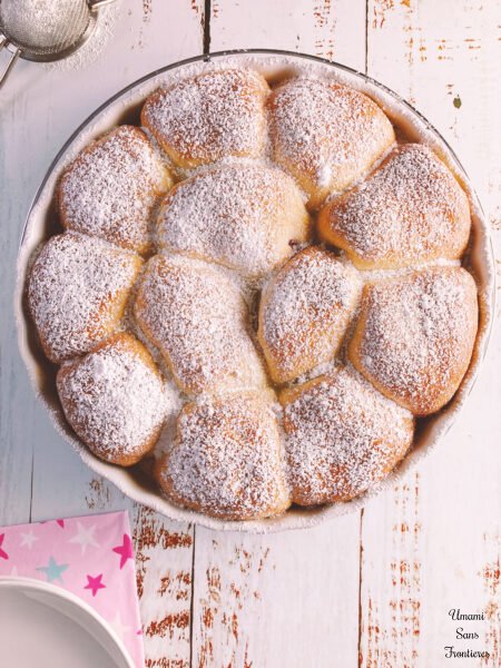 Buchteln dusted with powdered sugar