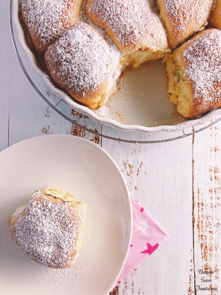 Buchteln Fluffy sweet rolls a roll on the plate