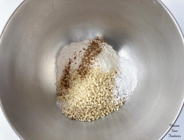 flour baking powder roughly chopped almonds cinnamon salt 