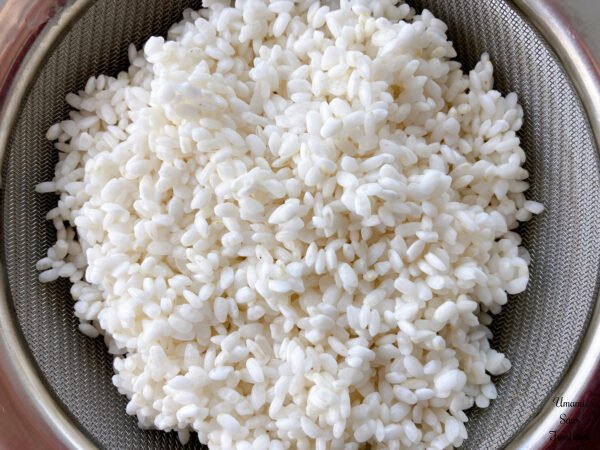 Rice in the colander 