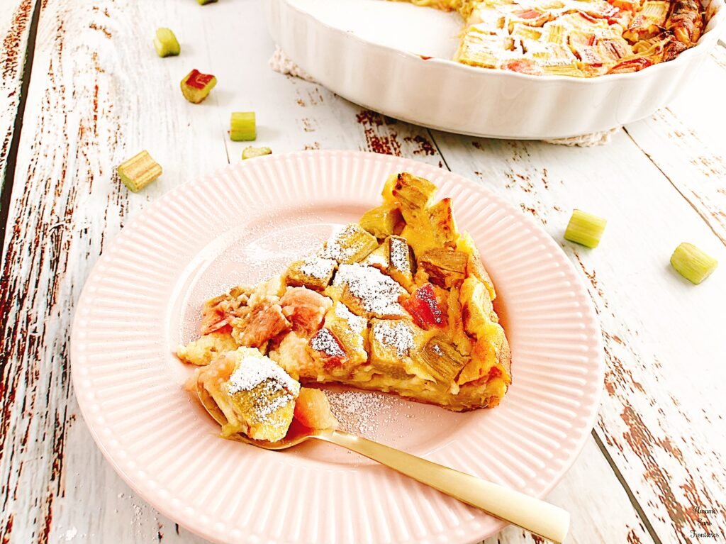 Piece of Rhubarb clafoutis