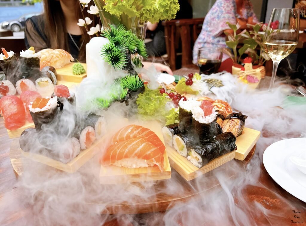 Dry smoke with sushi