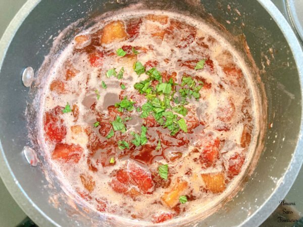 Strawberry and Rhubarb Jam Mint leaves