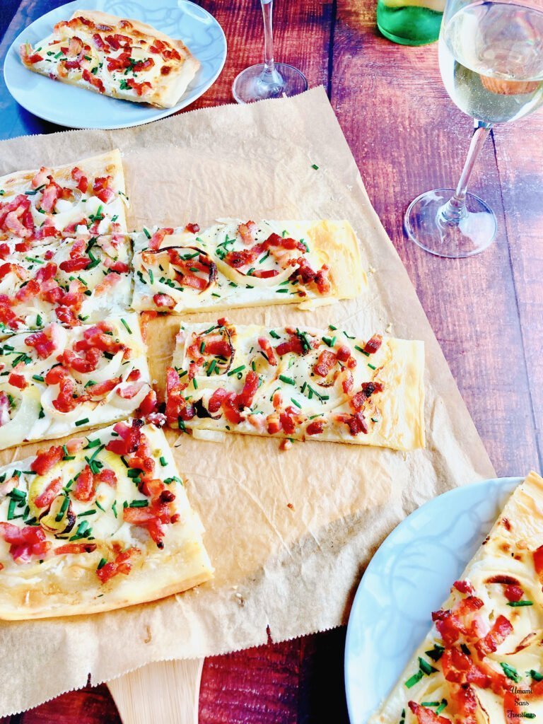 flammkuchen German style pizza white wine