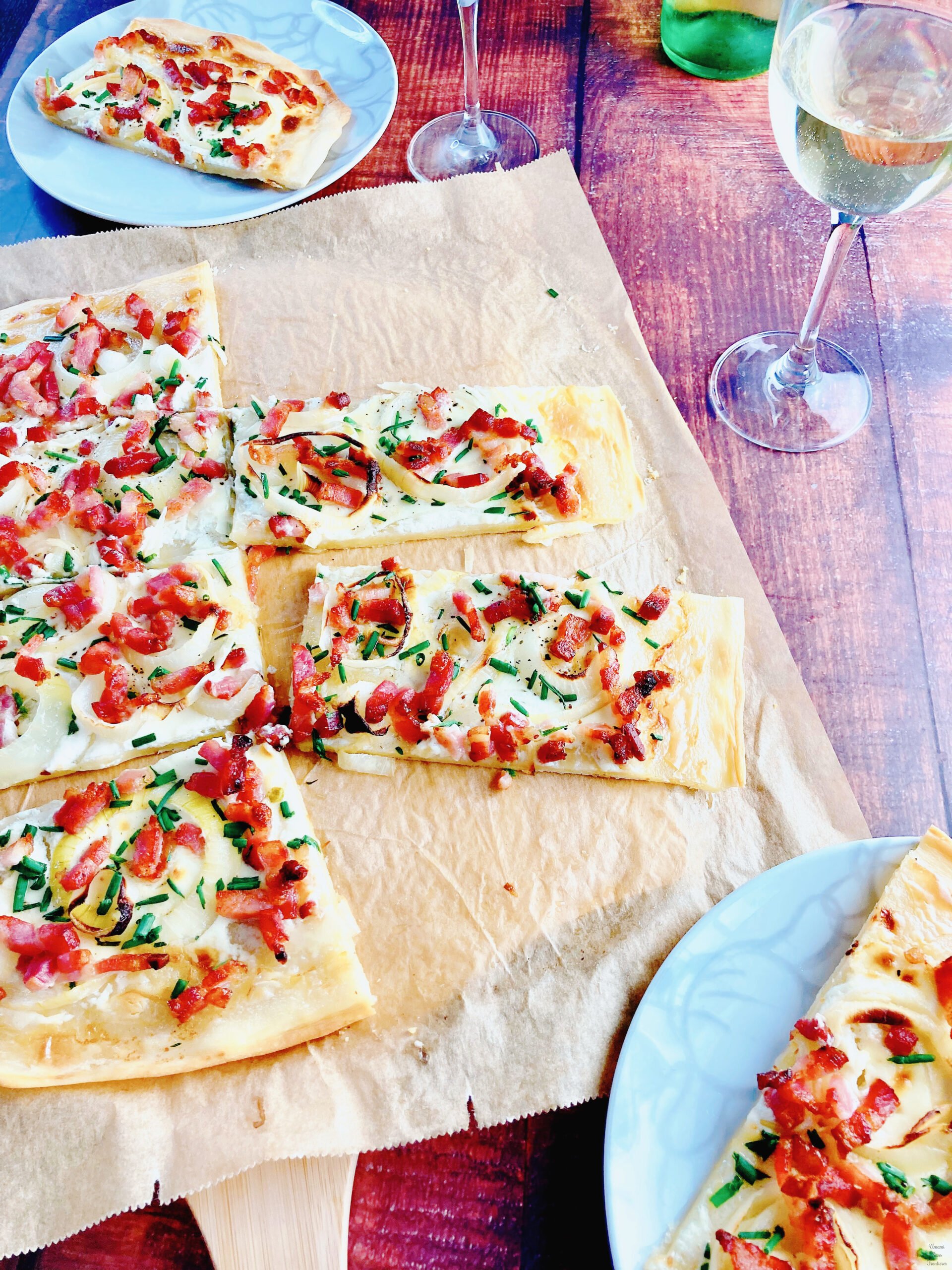 flammkuchen German style pizza white wine