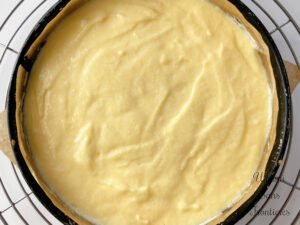 Custard cream and whisked white egg on top