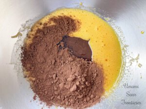 egg york melted chocolate and butter cocoa powder