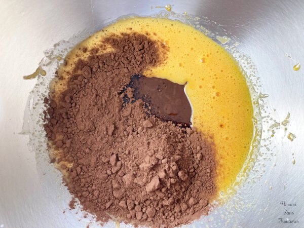 egg york melted chocolate and butter cocoa powder