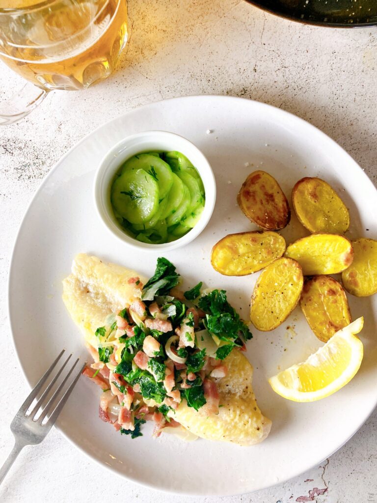 White fish with Bacon