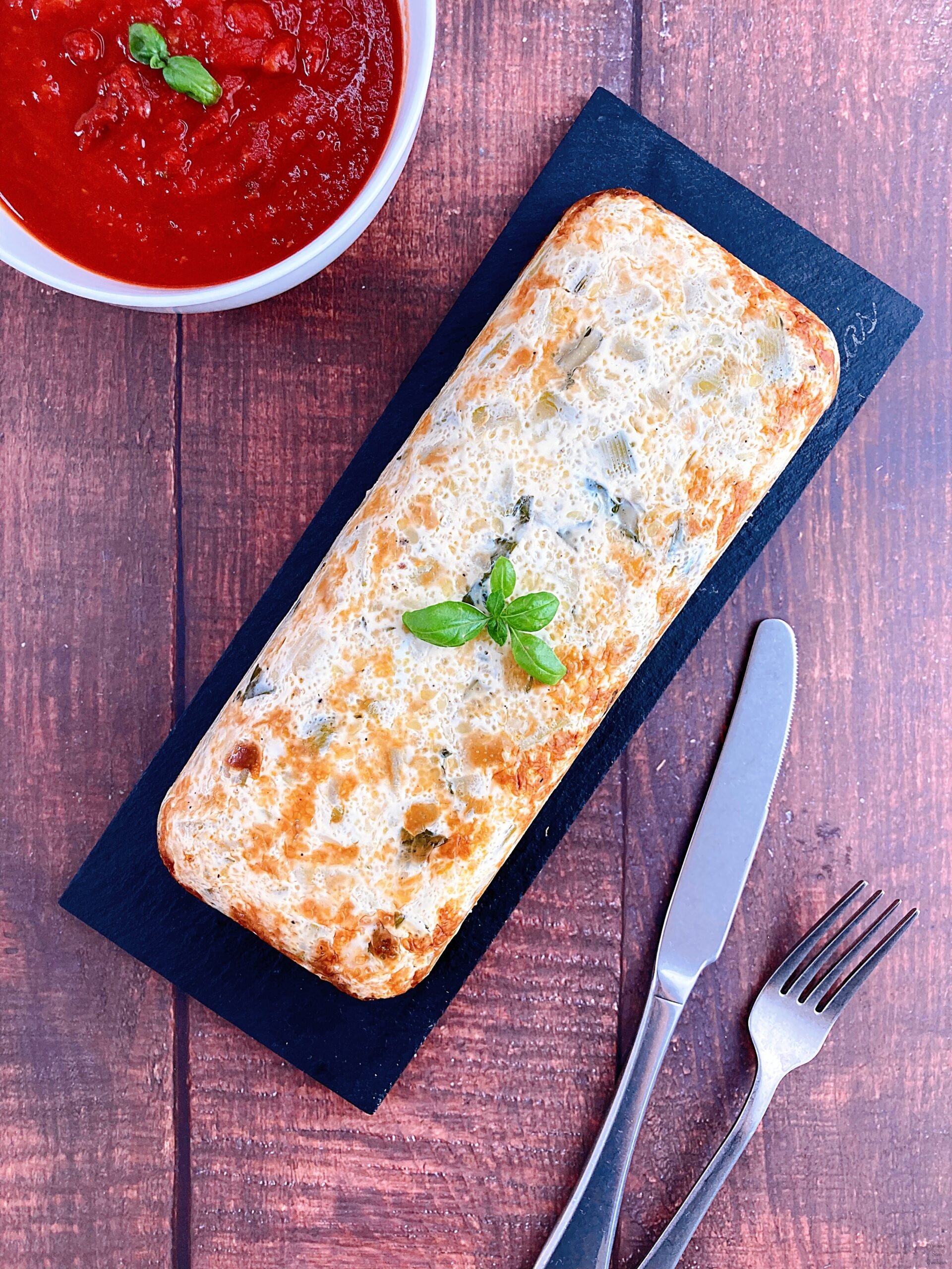 French Zucchini Flan tomato sauce