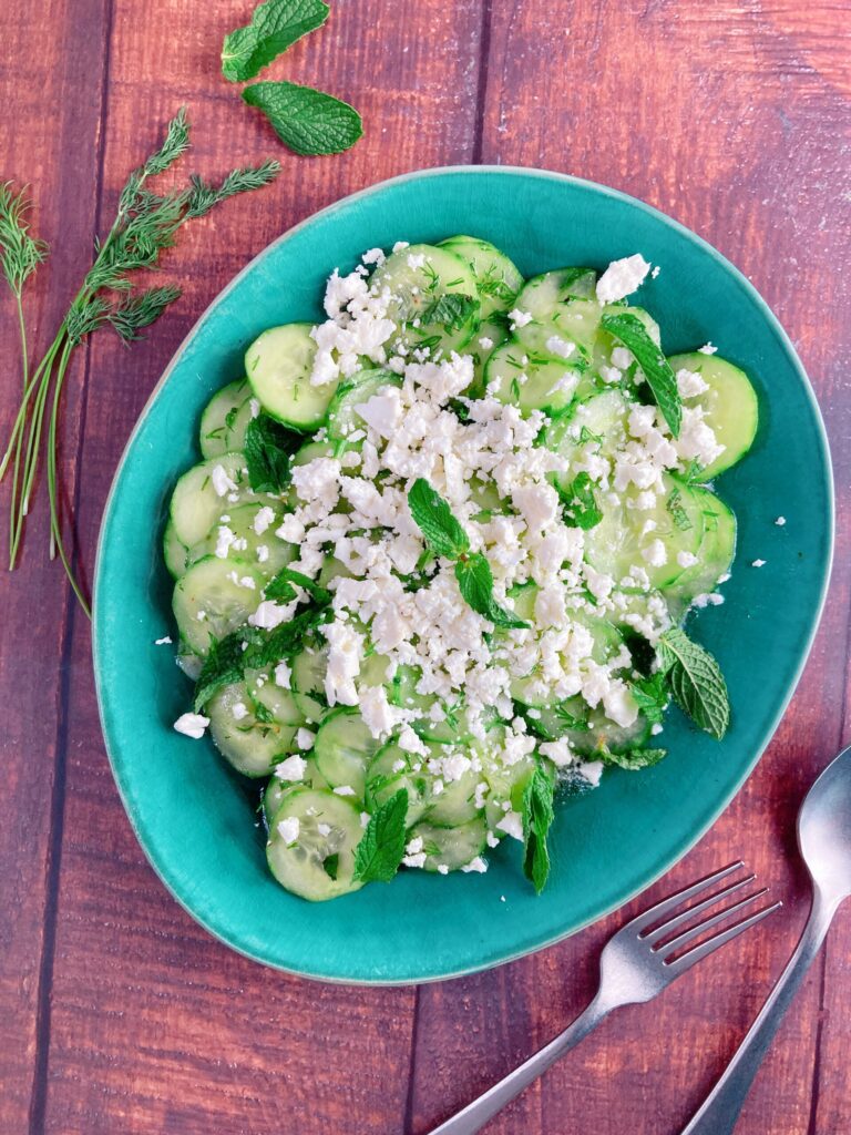 Cucumber salad mint dill feta cheese
