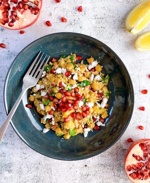 Couscous Chickpea Salad with Pomegranate 🥗 Quick and Healthy
