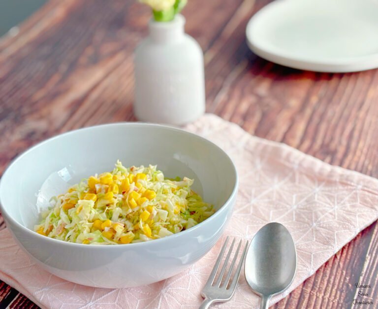 Coleslaw vase dishes spoon and fork
