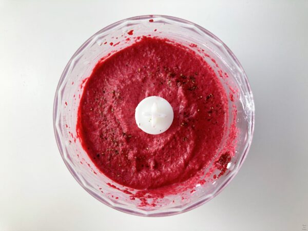 Beet Chèvre cheese crème fraîche blended