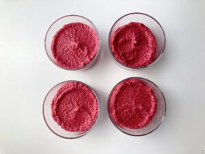 Beet and Goat Cheese Mousse in the glasses