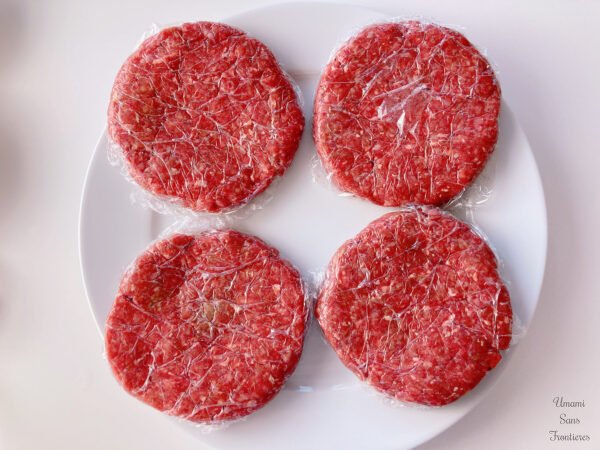 patties warped in plastic wrap