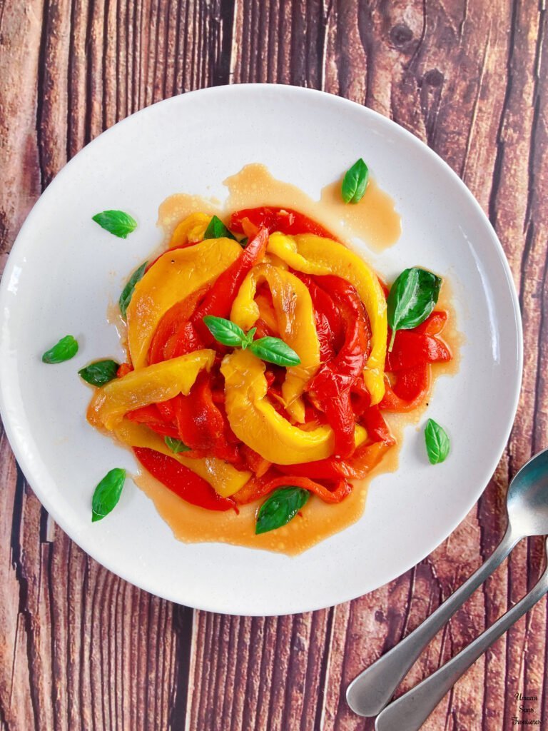 Marinated Oven-Roasted Peppers spoon fork