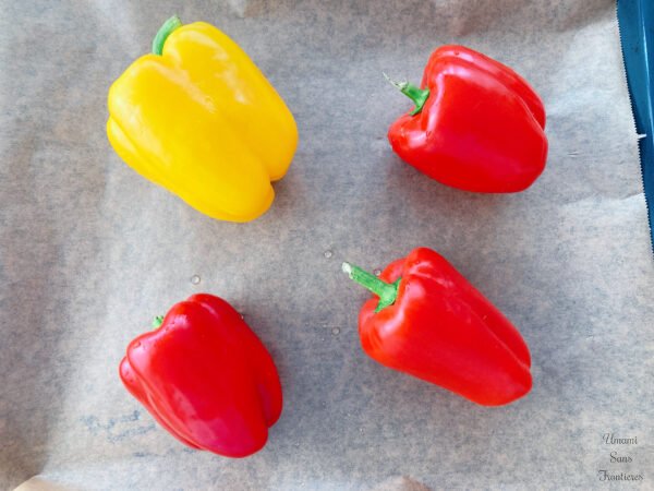 Peppers on the cooking sheet