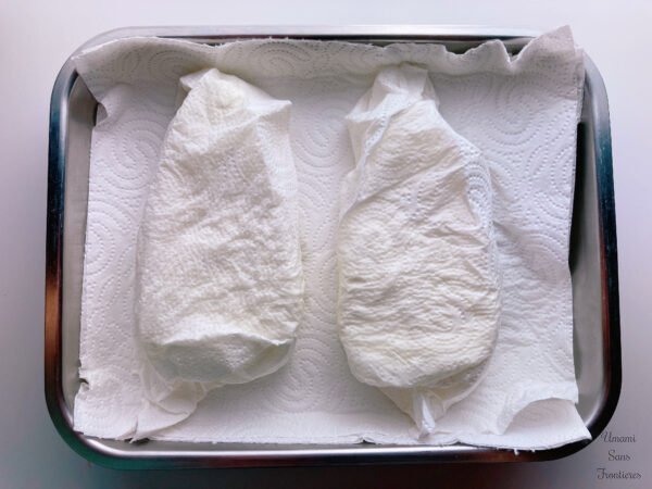 Cottage cheese wrapped by kichen paper