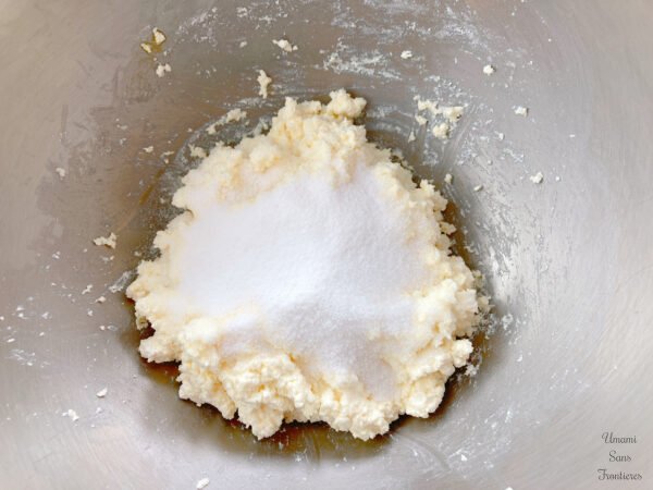 sugar and vanilla sugar added to cheese