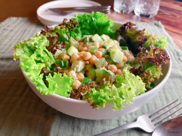 Chickpea tuna cucumber salad 