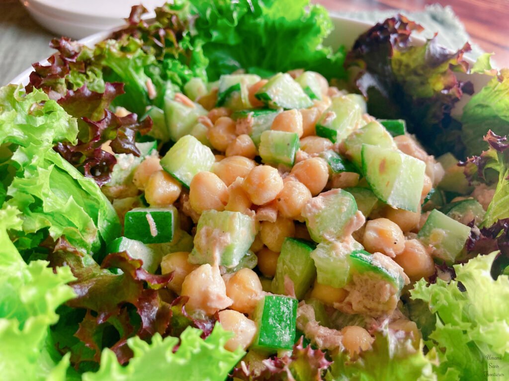 Chickpea tuna cucumber lettuce