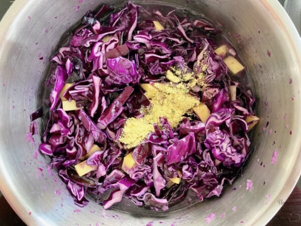 added bouillon to purple cabbage redone potato