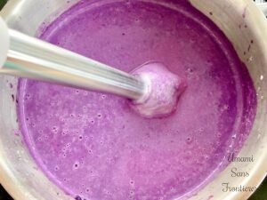 Purple cabbage and coconut milk soup blended