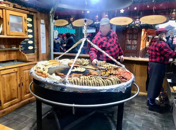 sausages in Christmas market 