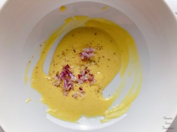Mustard apple sider vinegar olive oil shallot pepper salt