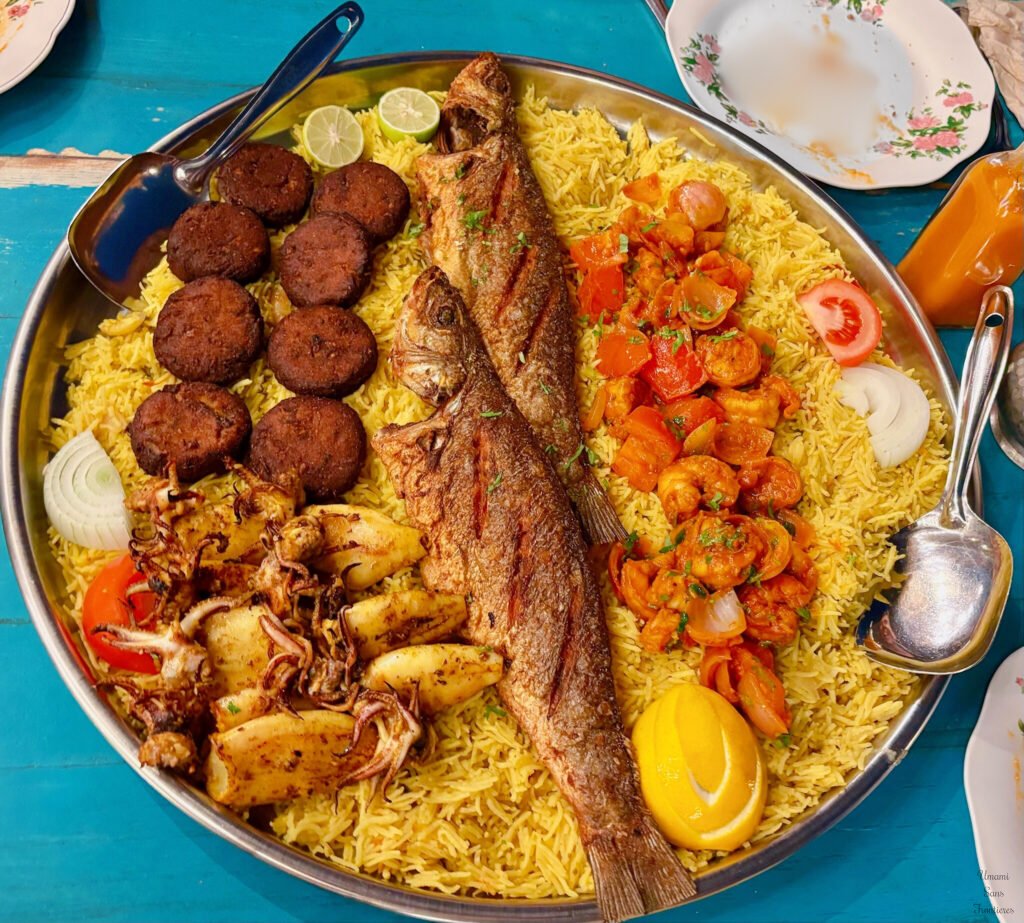 grilled fishes safran rice kafta for 4 persons
